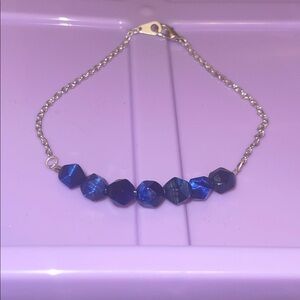 Vibrant Blue Polygon Cats Eye Soft Bar Bracelet ✨ Photos with & without Flash ✨